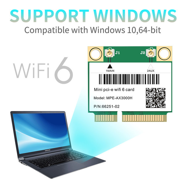 Karta sieciowa bezprzewodowa Intel AX200HMW Mini PCI-E MPE-AX3000H – 3000Mbps Wifi 6 AX3000HMW z Bluetooth 5.1 - Wianko - 7