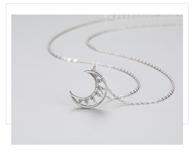Wisiorek z księżycem z prawdziwego srebra 925, ozdobiony olśniewającym, czystym cyrkonem - subtelna biżuteria dla kobiet - Wianko - 6