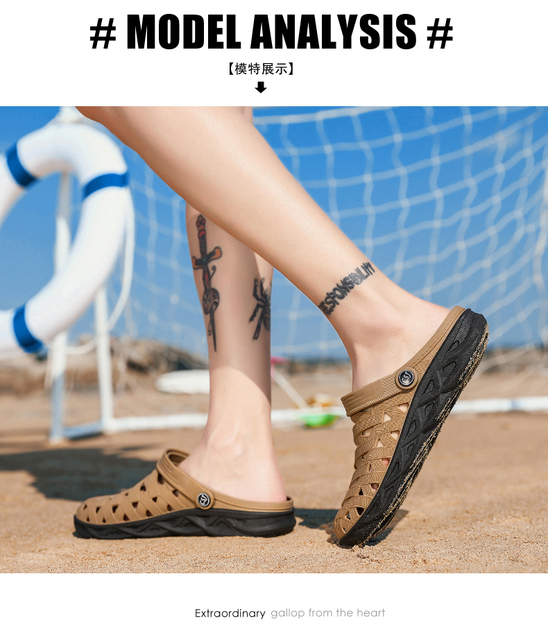 Letnie męskie sandały casual z otworami - stylowe drewniaki do domu, ogrodu i plaży - Wianko - 8