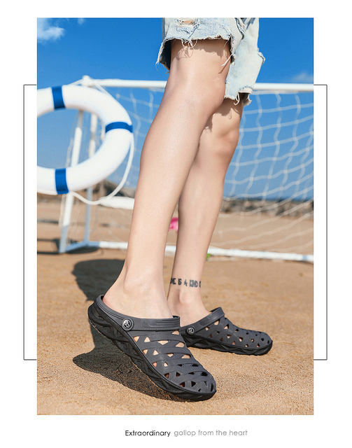 Letnie męskie sandały casual z otworami - stylowe drewniaki do domu, ogrodu i plaży - Wianko - 17