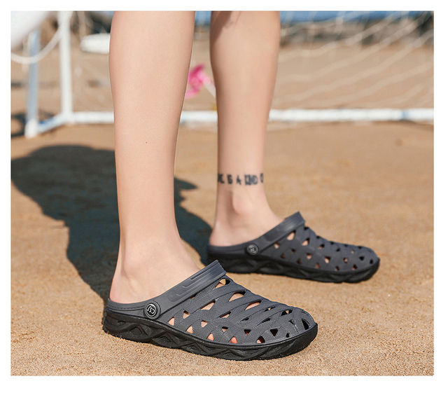 Letnie męskie sandały casual z otworami - stylowe drewniaki do domu, ogrodu i plaży - Wianko - 18