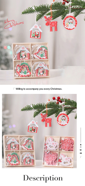 12 drewnianych wisiorków świątecznych w kształcie płatków śniegu - ozdoby choinkowe do domu, dekoracje Navidad 2022 - Wianko - 10