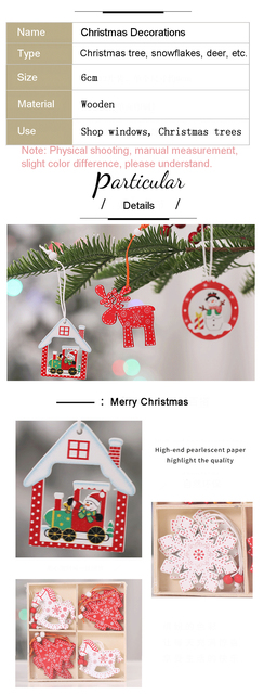 12 drewnianych wisiorków świątecznych w kształcie płatków śniegu - ozdoby choinkowe do domu, dekoracje Navidad 2022 - Wianko - 11