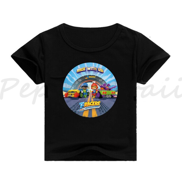 Koszulka T-RACERS Camiseta dla małych dzieci - chłopcy i dziewczynki, krótki rękaw, zwycięska koszulka Spin Tee Topy Kid T RACERS - Wianko - 4