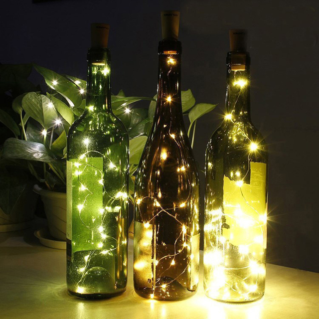 Świąteczna dekoracja ledowa - nowy rok 2020, drut miedziany, Mini łańcuchy świetlne - do domu, lampki do butelek wina, wróżka, ozdoba na choinkę - 1m 2m - Wianko - 10