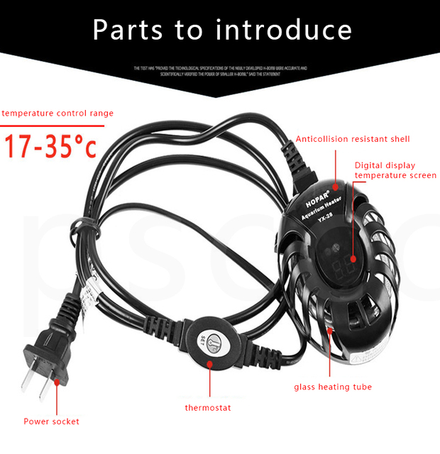 Podgrzewacz akwarium elektryczny z cyfrowym regulatorem temperatury, moc 25-100W - Wianko - 25