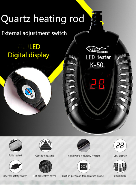 Podgrzewacz akwarium elektryczny z cyfrowym regulatorem temperatury, moc 25-100W - Wianko - 12