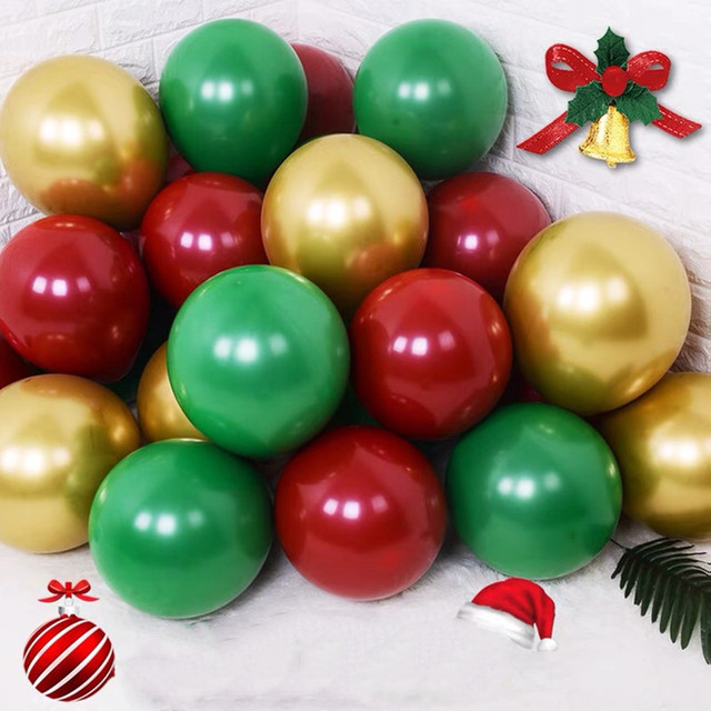 30 sztuk złotych i zielonych balonów lateksowych z konfetti - dekoracje na Boże Narodzenie, święta, urodziny i ślub - Wianko - 1