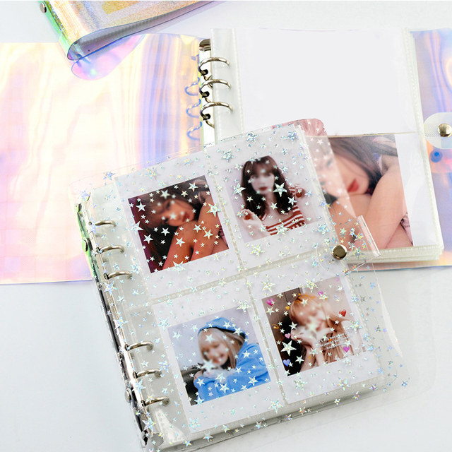 Przenośny album fotograficzny PP z 200 kieszeniami w brokatowym kolorze dla Mini Instax, z etykietą imienną i wzorem Glitter Star Plaid - Wianko - 3