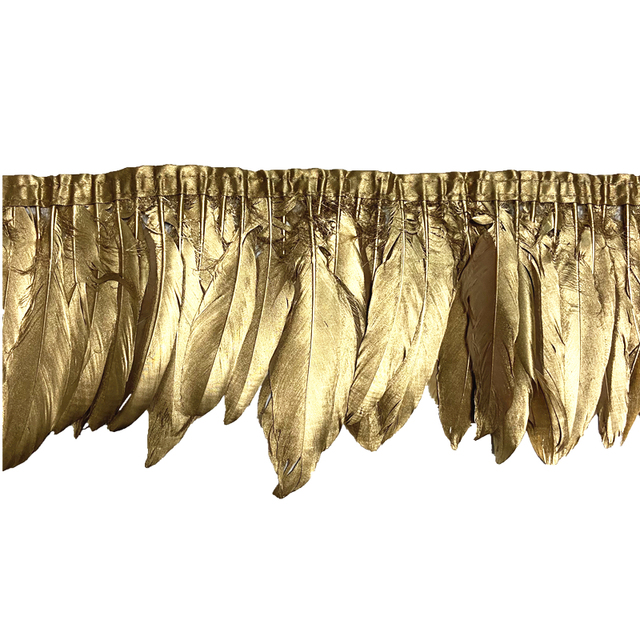 2 metry złoto-srebro zanurzone gęsie pióro do dekoracji - taśma wykończeniowa z frędzlami - Wianko - 16
