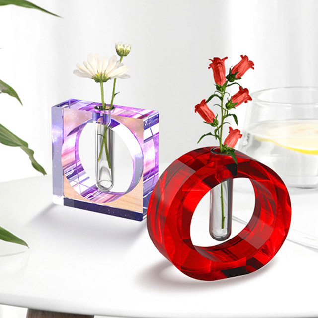 Nowoczesny wazon hydroponiczny w kształcie kwiatu, wykonany z przezroczystej żywicy epoksydowej - Wianko - 4
