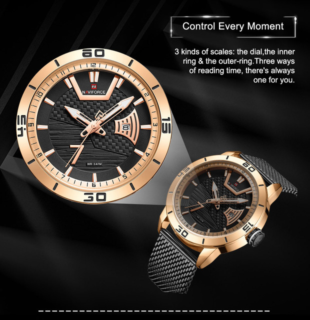 Zegarek męski NAVIFORCE 2021, luksusowy, stalowy pasek, wodoodporny, kwarcowy z datą i cyfrowym wyświetlaczem - Wianko - 7