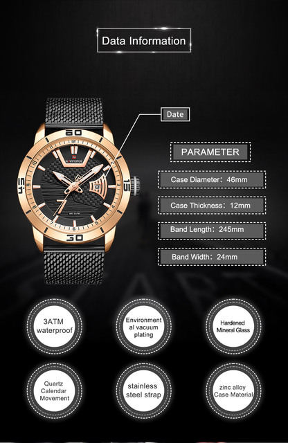 Zegarek męski NAVIFORCE 2021, luksusowy, stalowy pasek, wodoodporny, kwarcowy z datą i cyfrowym wyświetlaczem - Wianko - 2