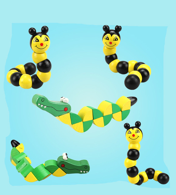 Drewniane puzzle edukacyjne dla dzieci - elastyczne robaki 2020 - Wianko - 12