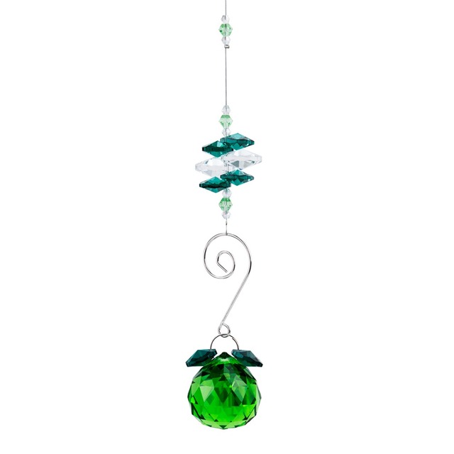 Kryształowa kula o średnicy 30mm, twórca tęczy, wiszący ornament do okna, dekoracja ogrodowa, zielona - Wianko - 3