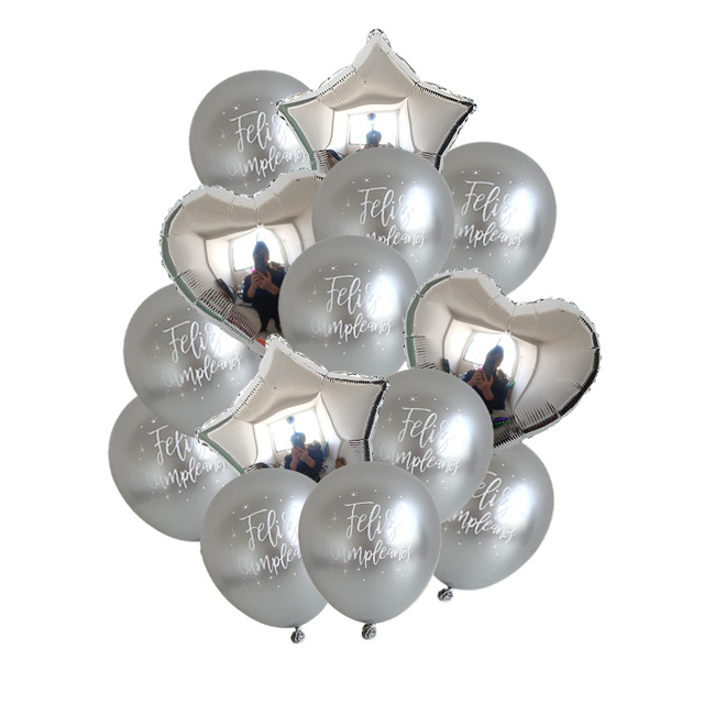 Zestaw balonów 18 cali - gwiazda, serce, 12 cali metaliczne, hiszpańskie, litery alfabetu - dekoracje urodzinowe Baby Shower - Wianko - 7