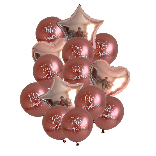 Zestaw balonów 18 cali - gwiazda, serce, 12 cali metaliczne, hiszpańskie, litery alfabetu - dekoracje urodzinowe Baby Shower - Wianko - 5