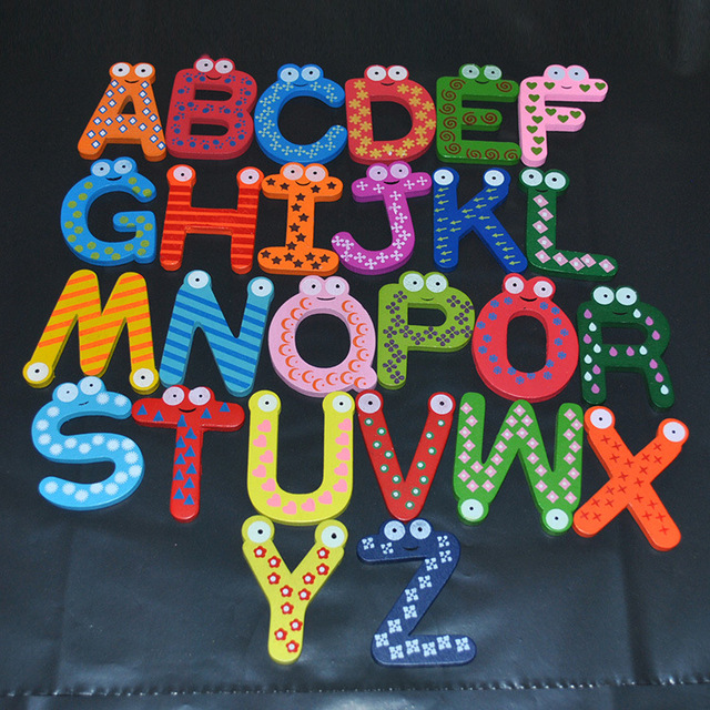 Zestaw 26 angielskich liter magnesów na lodówkę, 5.8cm, drewniane, nietoksyczne, pamiątkowe, śliczne magnetki zabawki dla dzieci - Wianko - 1