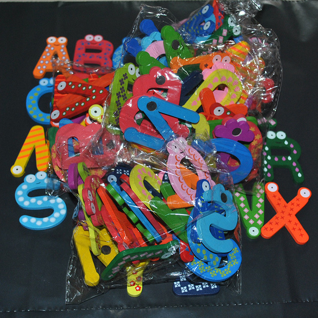 Zestaw 26 angielskich liter magnesów na lodówkę, 5.8cm, drewniane, nietoksyczne, pamiątkowe, śliczne magnetki zabawki dla dzieci - Wianko - 3