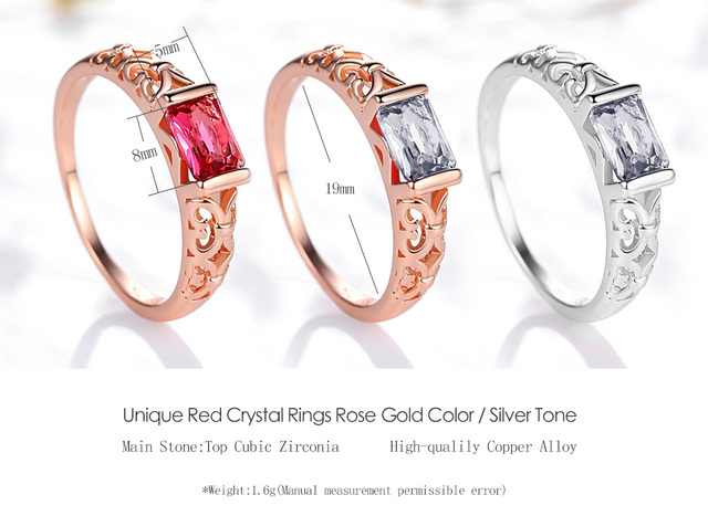 Pierścień zaręczynowy BFH Fashion Statement - kryształowe obrączki dla kobiet w różowym złocie i srebrnym kolorze - Wianko - 1