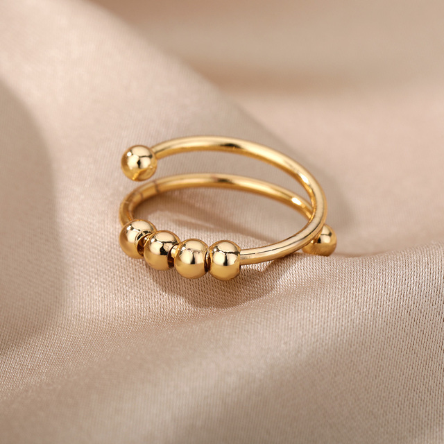 Okrągłe Fidget koraliki - pierścionek antystresowy dla kobiet z pojedynczymi spiralnymi cewkami - Wianko - 3