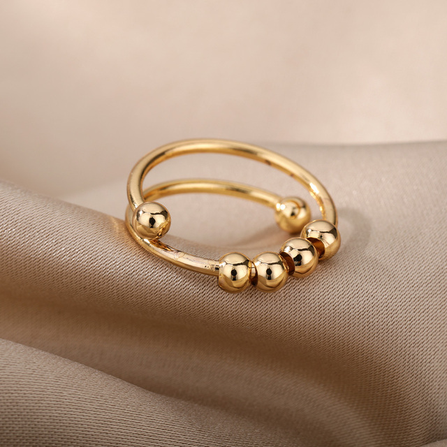 Okrągłe Fidget koraliki - pierścionek antystresowy dla kobiet z pojedynczymi spiralnymi cewkami - Wianko - 2