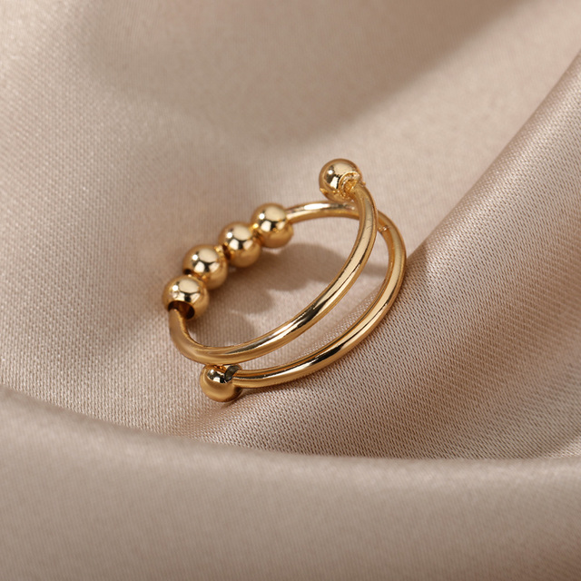 Okrągłe Fidget koraliki - pierścionek antystresowy dla kobiet z pojedynczymi spiralnymi cewkami - Wianko - 6
