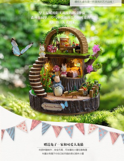 DIY mały dom w magicznym lesie - ręczny model budynku rękodzieło, kreatywny prezent dla dziecka - Wianko - 2