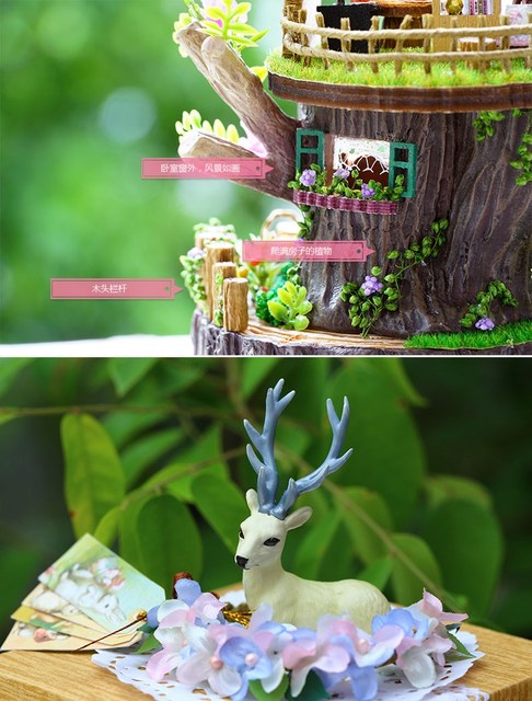 DIY mały dom w magicznym lesie - ręczny model budynku rękodzieło, kreatywny prezent dla dziecka - Wianko - 3