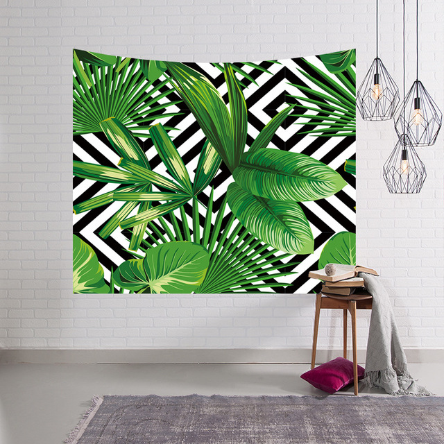 Zielona roślina - dekoracyjny gobelin ze wzorem geometrii - tkanina ścienna - Nordic - cyfrowy druk - Wianko - 7