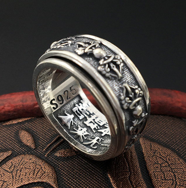 Srebrny pierścień męski King Kong ręcznie wykonany z tajskiego srebra - Wianko - 4
