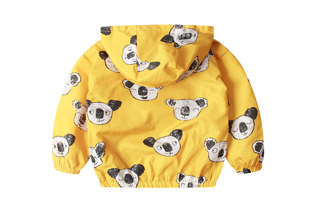 Letnie jesienne płaszcze dla dzieci 2Y-5Y z nadrukiem zwierząt w kolorze żółtym i z kapturem - Wianko - 7