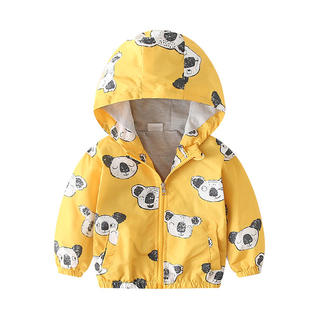Letnie jesienne płaszcze dla dzieci 2Y-5Y z nadrukiem zwierząt w kolorze żółtym i z kapturem - Wianko - 6