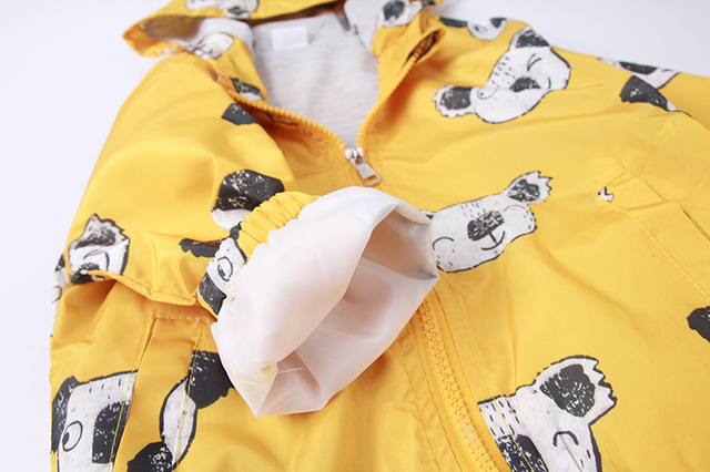 Letnie jesienne płaszcze dla dzieci 2Y-5Y z nadrukiem zwierząt w kolorze żółtym i z kapturem - Wianko - 12