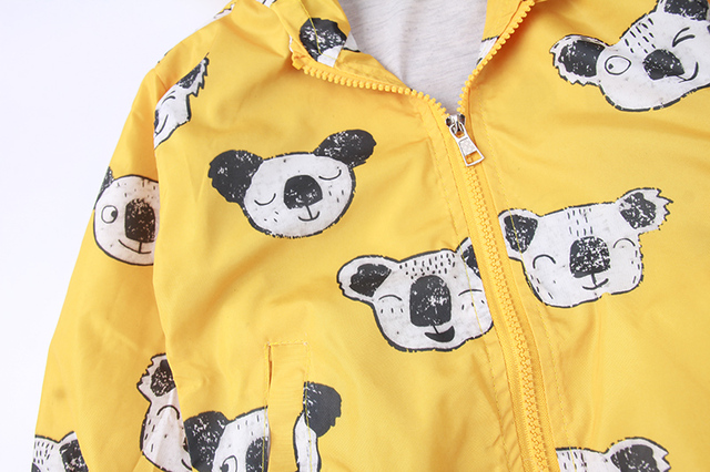 Letnie jesienne płaszcze dla dzieci 2Y-5Y z nadrukiem zwierząt w kolorze żółtym i z kapturem - Wianko - 10