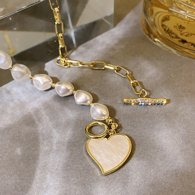 Naszyjnik Choker Vintage z pereł francuski w stylu romantycznym - naszyjnik serce o luksusowym wyglądzie z czeskim wisiorkiem - Wianko - 5