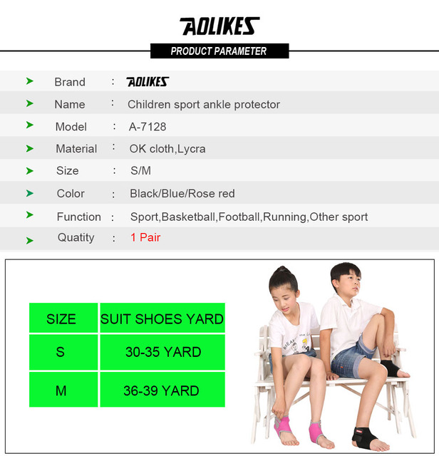 AOLIKES - Para kompresyjnych ochraniaczy na kostki dla dzieci do koszykówki, piłki nożnej i biegania, oddychające z wbudowanym podparciem - Wianko - 4