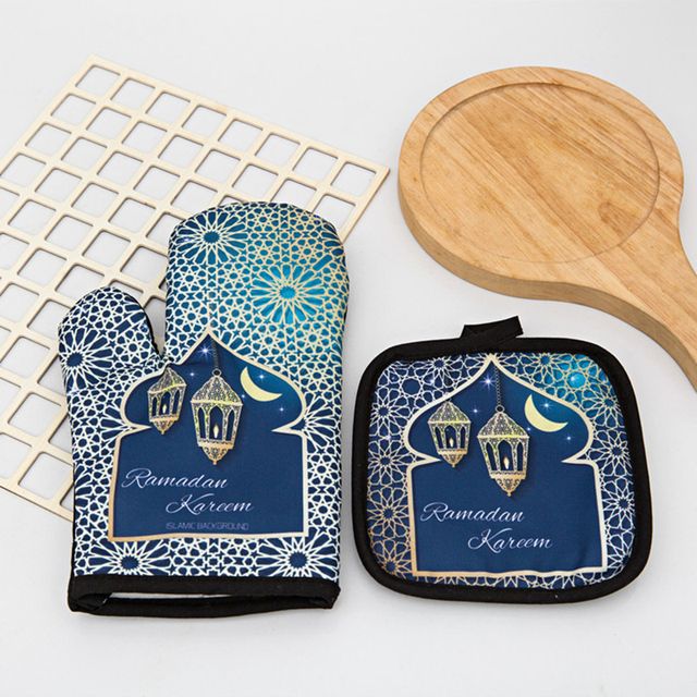 2 rękawice termiczne Eid Mubarak, idealne do pieczenia i gotowania, dekoracje na Ramadan i imprezy, dla domu - Wianko - 4