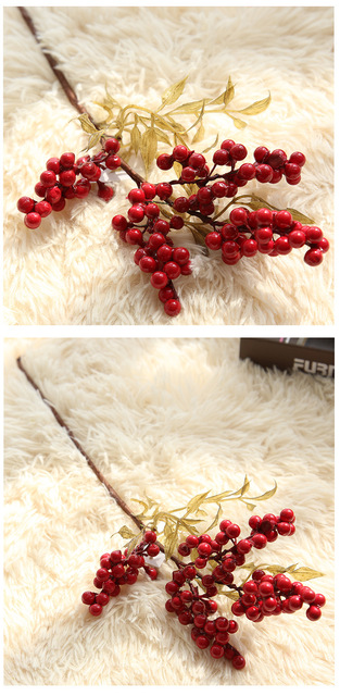 Sztuczna borówka czerwona - dekoracyjny kwiat bożonarodzeniowy DIY, idealny do domowej aranżacji na Święta i Sylwestra - Wianko - 5