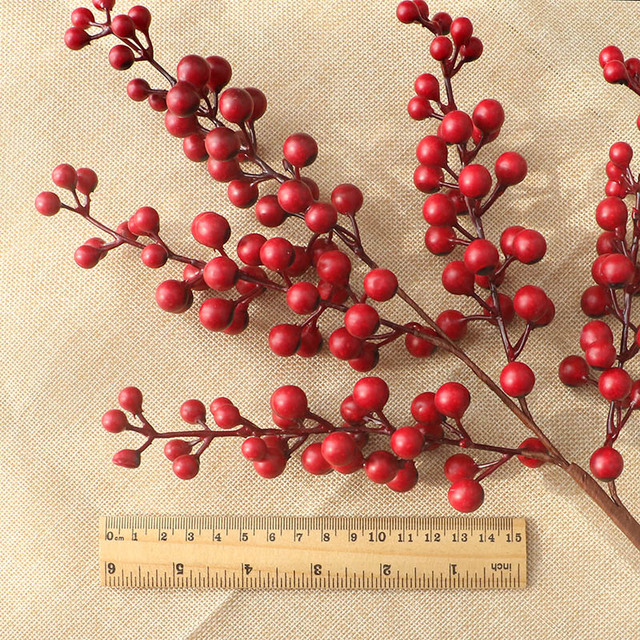 Sztuczna borówka czerwona - dekoracyjny kwiat bożonarodzeniowy DIY, idealny do domowej aranżacji na Święta i Sylwestra - Wianko - 8