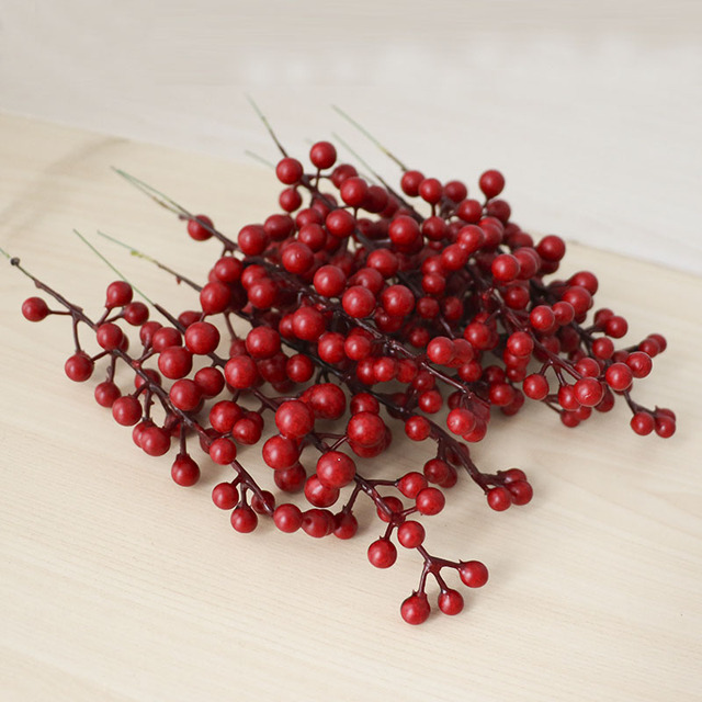 Sztuczna borówka czerwona - dekoracyjny kwiat bożonarodzeniowy DIY, idealny do domowej aranżacji na Święta i Sylwestra - Wianko - 14