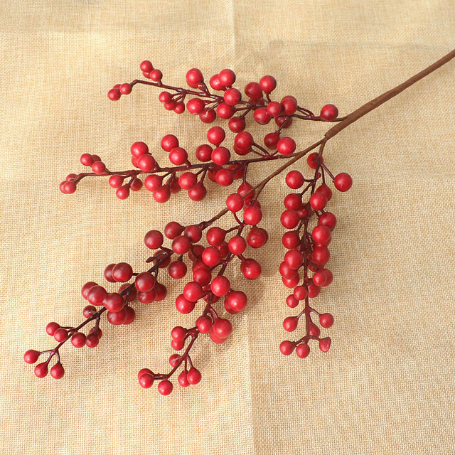 Sztuczna borówka czerwona - dekoracyjny kwiat bożonarodzeniowy DIY, idealny do domowej aranżacji na Święta i Sylwestra - Wianko - 9