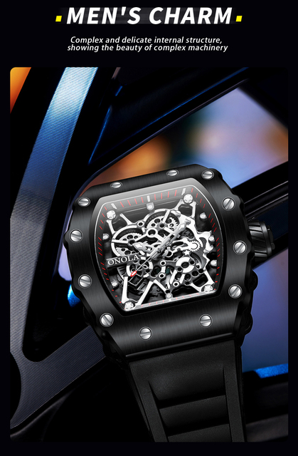 Męski zegarek kwarcowy marki ONOLA - czerwony, wodoodporny, sportowy, z paskiem z silikonu - Wianko - 7