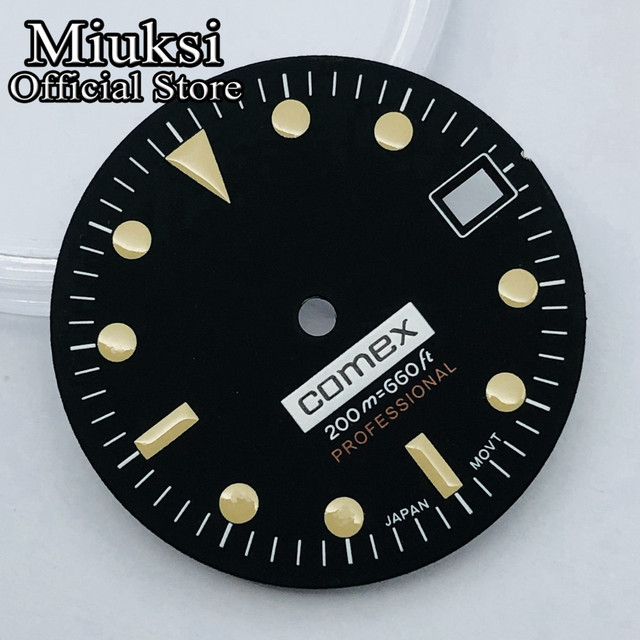 Czarny zegarek Miuksi o średnicy 28.5 mm, pasujący do ruchu NH35 - Wianko - 4