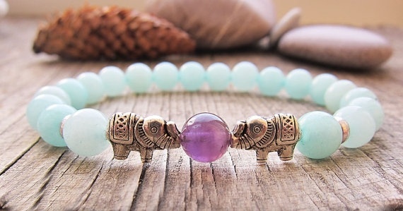 Bransoletka Mala ze słoniem – biżuteria z koralików i kamienia dla miłośników buddyzmu, jogi i płodności - Wianko - 1