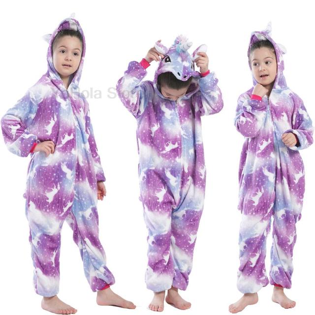 Komplet dziecięcych piżam jednorożec Licorne Onesie - koc kostium kreskówka zwierzęce Jumspuit zimowy dla chłopców i dziewczynek - Wianko - 16