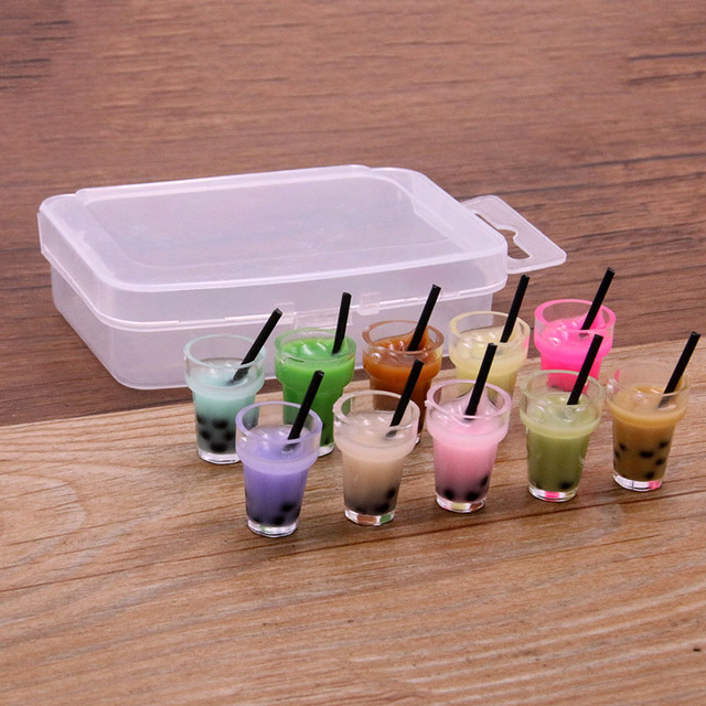 10 sztuk symulacja żywica 3D perła filiżanka do mleka i herbaty z pudełkiem - Wianko - 9