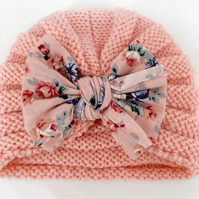 Kokardowa dzianinowa czapka dla niemowląt w stylu księżniczki - miękka, szydełkowa, jesienno-zimowa - Wianko - 4