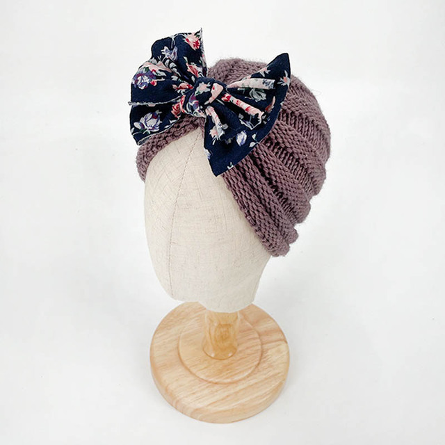 Kokardowa dzianinowa czapka dla niemowląt w stylu księżniczki - miękka, szydełkowa, jesienno-zimowa - Wianko - 9