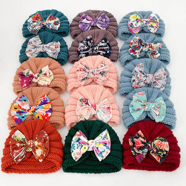 Kokardowa dzianinowa czapka dla niemowląt w stylu księżniczki - miękka, szydełkowa, jesienno-zimowa - Wianko - 3